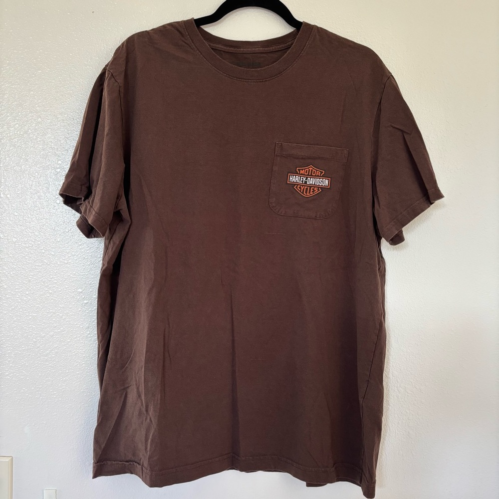 HARLEY DAVIDSON Brown Pocket Tee